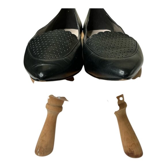 Cole Haan Women's Grand.OS Black Scalloped Perforated Leather Pointy Toe Size 8B - Picture 9 of 11